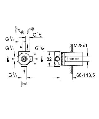 Grohe 5-utas irányváltószelep falba építhető test 29033 000 (29033000)