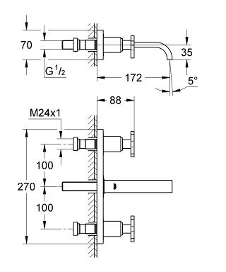 Grohe Allure 3-lyukas fali mosdócsaptelep 20190 000 (20190000)