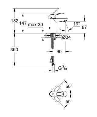 Grohe Bauloop mosdó csaptelep, láncos 23336 000 (23336000)
