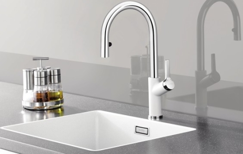 BLANCO CARENA-S Vario kihúzható fejes SILGRANIT-Look mosogató csaptelep, kávé 521378