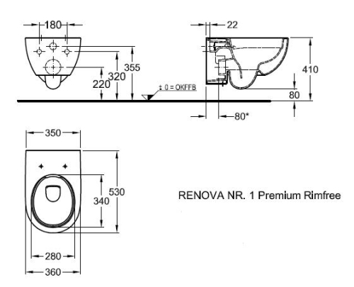 Keramag Renova Nr.1 Rimfree (perem nélküli) fali wc 20307 (203070000)