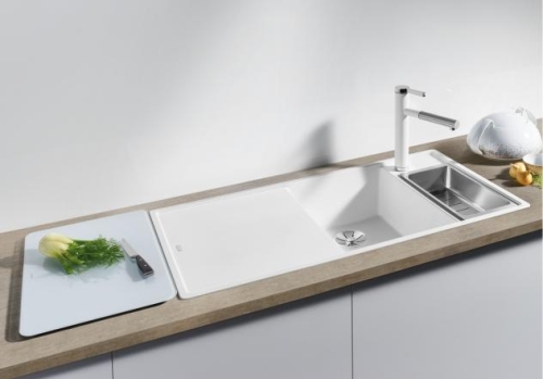 BLANCO AXIA III XL 6 S Silgranit mosogató jobboldali főmedencével üveg vágólappal, jázmin 522152