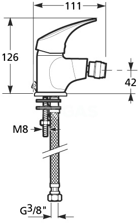 Jika Talas egykaros bide csaptelep leeresztő nélkül H3411N10041101 (3.411N.1.004.110.1)