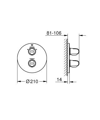 Grohe Grohtherm 1000 falon belüli termosztátos zuhany csaptelep, 2 irányú 19985 000 (19985000)