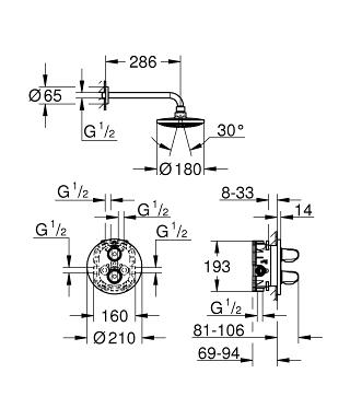 Grohe Grohtherm 1000 falba építhető zuhanyrendszer komplett szett 34582 000 (34582000)