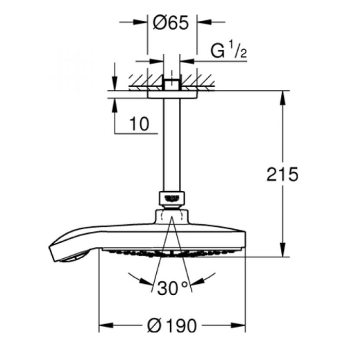 Grohe Power & Soul Cosmopolitan fejzuhany mennyezeti karral 26173 000 (26173000)