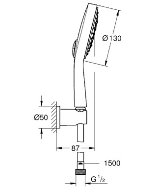 Grohe Power & Soul Cosmopolitan zuhanyszett fali tartóval, fehér 26174 LS0 (26174LS0)