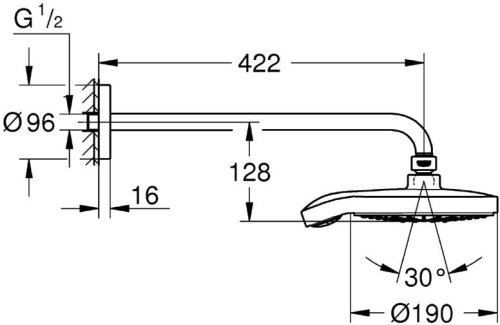 Grohe Power & Soul Cosmopolitan fejzuhany fali karral, fehér 26172 LS0 (26172LS0)