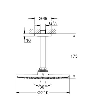 Grohe Rainshower Cosmopolitan 210 fejzuhany 142 mm mennyezeti zuhanykarral  fehér/króm 26053 LS0 (26053LS0)