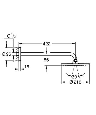 Grohe Rainshower Cosmopolitan 210 fejzuhany fali zuhanykarral fehér/króm 26171 LS0 (26171LS0)