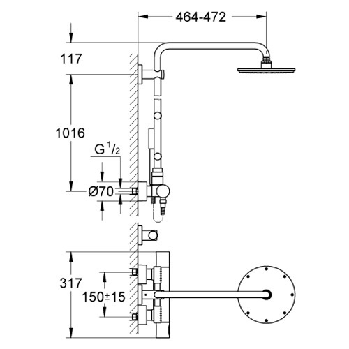 Grohe Rainshower falra szerelhető zuhanyrendszer 27374 000 (27374000)