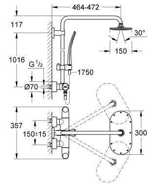 Grohe Rainshower Veris 300 zuhanyrendszer termosztátos csapteleppel 27472 000 (27472000)