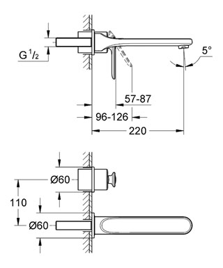 Grohe Veris 2-lyukas fali mosdócsaptelep 19388 000 (19388000)