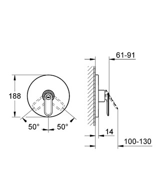 Grohe GROHE Ondus Veris egykaros falba épített zuhanycsaptelep 19367 000 (19367000)