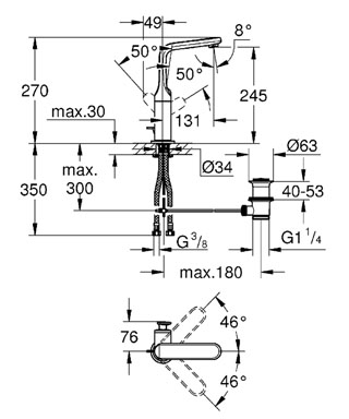 Grohe Ondus Veris magasított egykaros mosdócsaptelep L-méret 32184 000 (32184000)