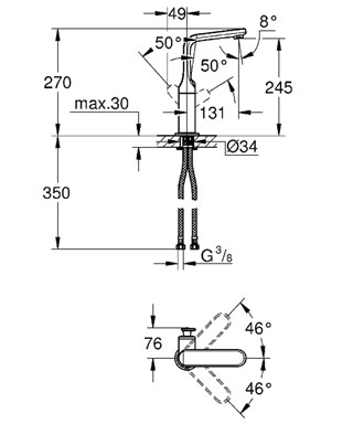 Grohe Ondus Veris egykaros magasított mosdócsaptelep L-méret, sima testtel 32187 000 (32187000)