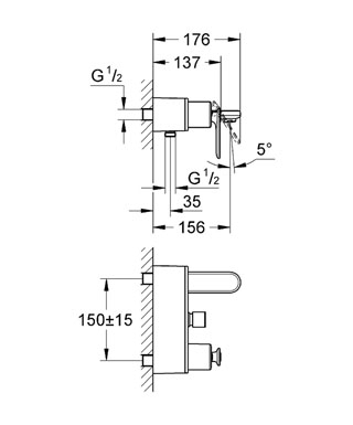 Grohe Ondus Veris egykaros kádtöltő csaptelep 32195 000 (32195000)