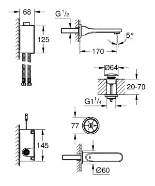 Grohe Ondus Veris F-digital digitális fali mosdócsaptelep 36278 000 (36278000)