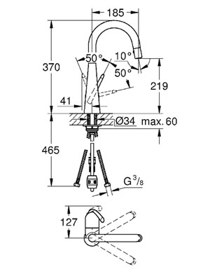 Grohe Zedra egykaros mosogató csaptelep, rozsdamentes 32296SD0 (32296SD0)