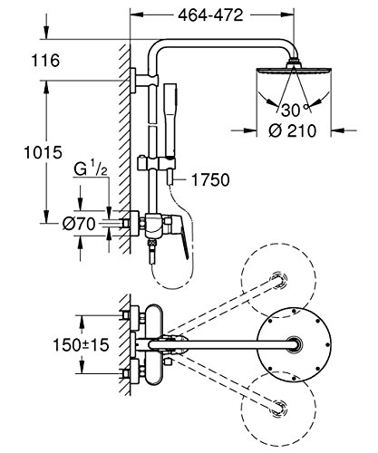 Grohe Euphoria XXL Eurodisc Cosmopolitan System 210 zuhanyrendszer 23058 003 (23058003)