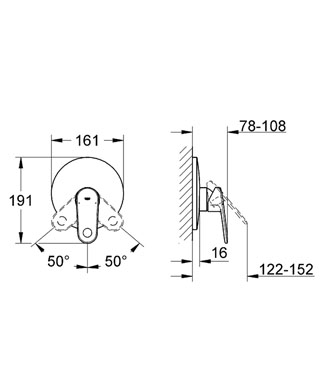 Grohe Europlus egykaros falba épített kádzuhanycsaptelep 19537 002 (19537002)
