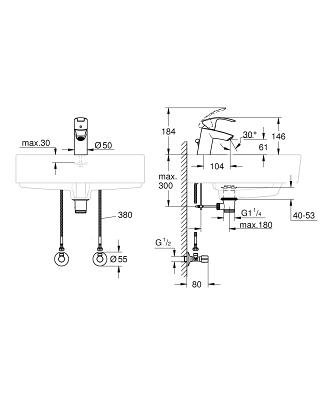 Grohe Eurosmart egykaros mosdócsaptelep sarokszekeppel 23588 000 (23588000)