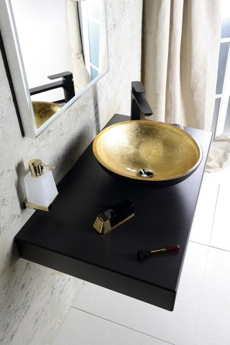 Sapho MURANO BLACK-GOLD 40 cm üvegmosdó, arany/fekete AL5318-77