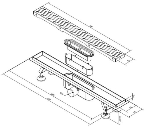 Sapho Flue inox zuhanyfolyóka ráccsal, 1030 mm 74571
