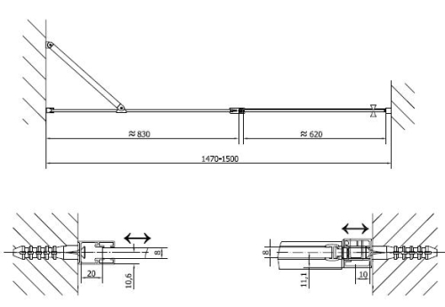 Polysan ZOOM LINE 150 cm-es nyíló zuhanyajtó (ZL1315)