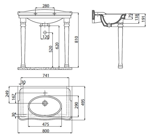 Sapho ANTIK 80x50 cm mosdó AN080