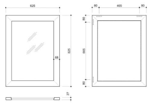 Sapho SYNTHIA 62,5x82,5 cm tükör, ezüst kerettel SH625