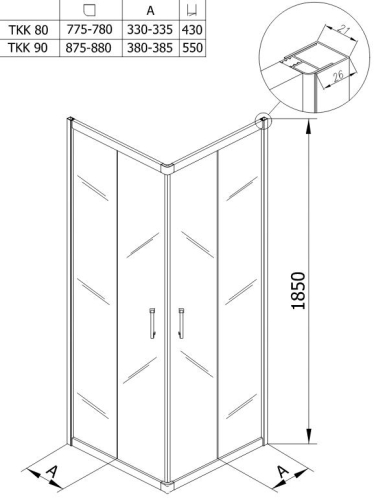 Kolpa-San Eco Quat TKK 90x90 szögletes zuhanykabin