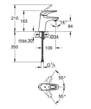 Grohe Eurostyle egykaros mosdócsaptelep S méret, sima testtel 23567 003 (23567003)