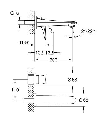 Grohe Eurostyle falsík alatti egykaros mosdócsaptelep 29097 003 (29097003)