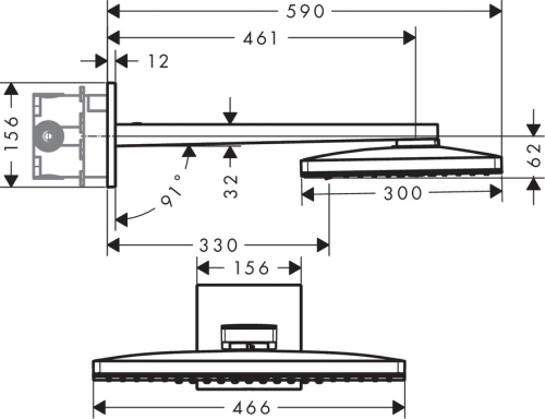 Hansgrohe Rainmaker Select 460 2jet fejzuhany zuhanykarral fekete/króm 24005 600 (24005600)