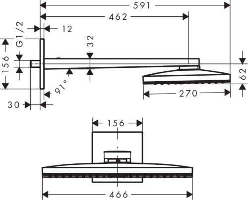 Hansgrohe Rainmaker Select 460 1jet fejzuhany zuhanykarral fekete/króm 24003 600 (24003600)