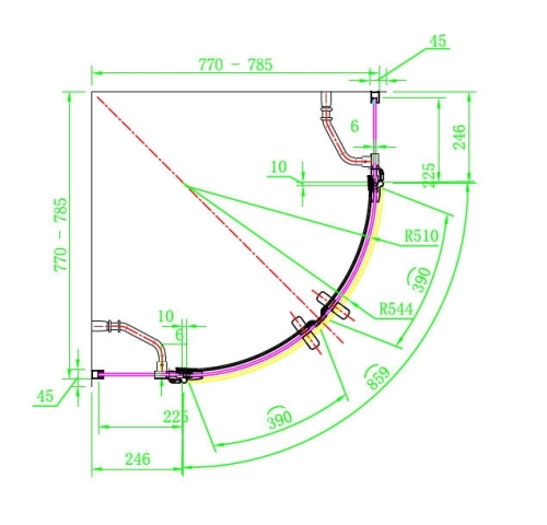 Arttec Infinity QSD 80x80 cm íves nyílóajtós zuhanykabin