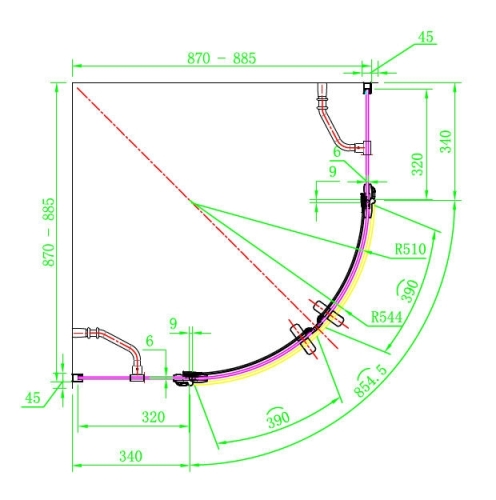 Arttec Infinity QSD 90x90 cm íves nyílóajtós zuhanykabin