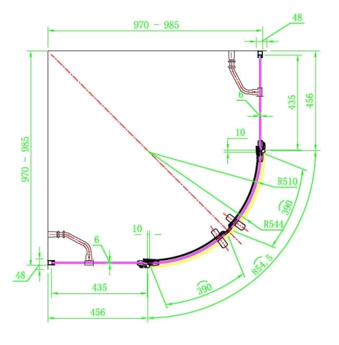 Arttec Infinity QSD 100x100 cm íves nyílóajtós zuhanykabin