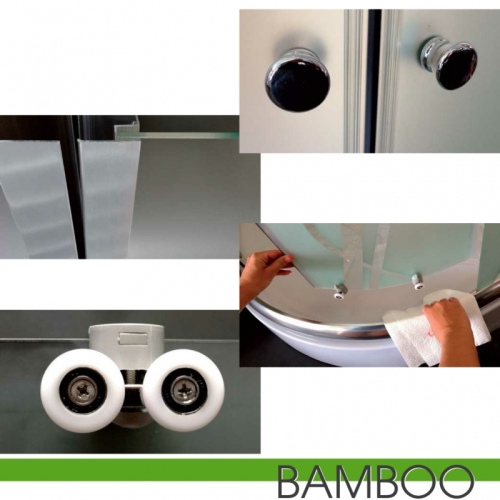 Leziter Spirit Bamboo íves zuhanykabin, Méret: 90x90 cm, Zuhanytálca: Zuhanytálca nélkül