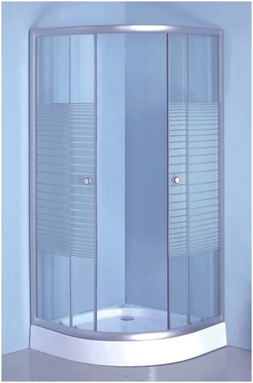 Leziter Vital íves zuhanykabin /vízszintes csíkos üveggel, Méret: 80x80 cm, Zuhanytálca: Zuhanytálca nélkül