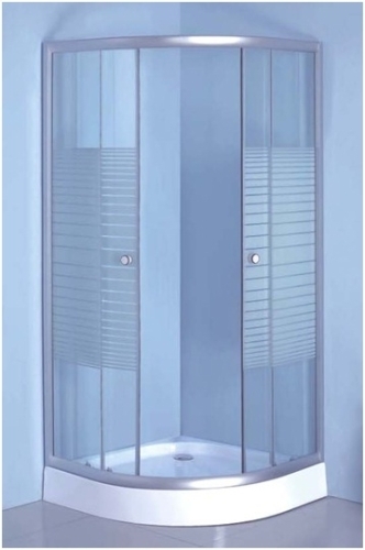 Leziter Vital íves zuhanykabin /vízszintes csíkos üveggel, Méret: 90x90 cm, Zuhanytálca: Zuhanytálca nélkül