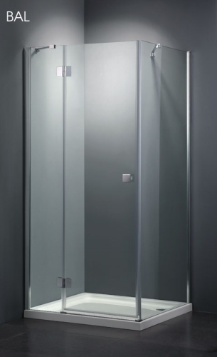 Leziter Ferraro 90 szögletes nyílóajtós zuhanykabin, Beépítési oldal: Balos kivitel(a rövid egyenes oldal szemből nézve a bal oldalon van)