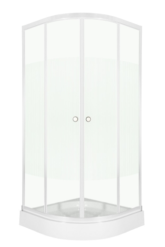 Leziter Vital íves zuhanykabin / függőleges csíkos üveggel, Méret: 90x90 cm, Zuhanytálca: Zuhanytálcával