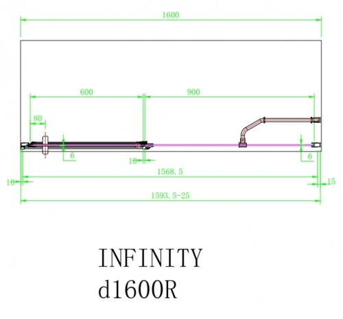 Arttec Infinity D zuhanyajtó fix fallal, jobboldali beépítéssel, Zuhanyajtó méret: 160x195 cm