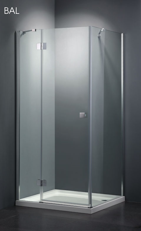 Leziter Ferraro 100 szögletes nyílóajtós zuhanykabin, Beépítési oldal: Balos kivitel(a rövid egyenes oldal szemből nézve a bal oldalon van)