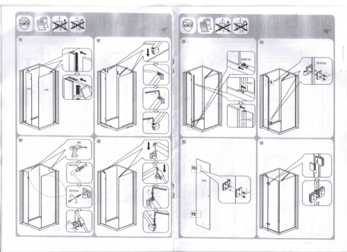 Leziter Ferraro 100 szögletes nyílóajtós zuhanykabin, Beépítési oldal: Balos kivitel(a rövid egyenes oldal szemből nézve a bal oldalon van)