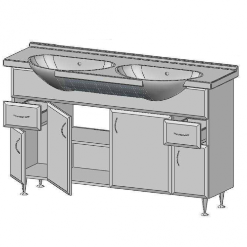 Vertex Bianca Plus fürdőszobabútor alsó elem 130 cm mosdóval