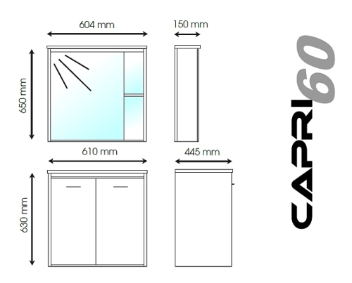 Vertex Capri fürdőszobabútor alsórész 60 cm mosdóval