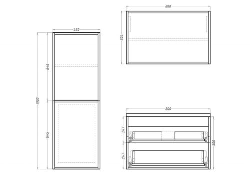 Vertex Minimal Versa 80 üveg frontos alsó bútor